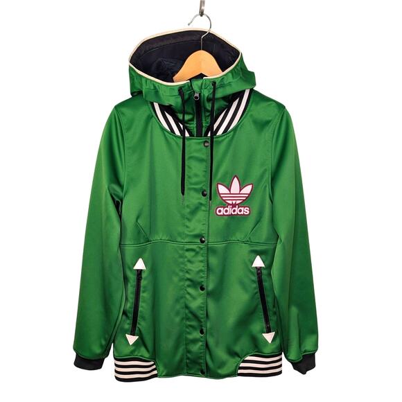 Adidas Originals Snowboarding Jacket Large Green Hooded Nylon Retro Rare 2012 - Picture 1 of 12